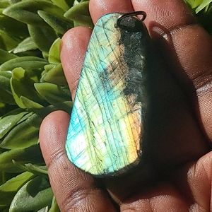 XL Labradorite Spectrolite Pendant Necklace / Powerful Flash / Natural healing